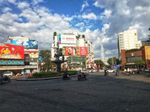 hcmc roundabout modern architecture starbucks