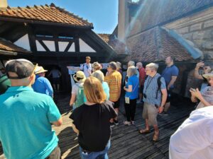 Overtourism seen in crowds of tourists at Bran Castle, the most popular tourist attraction in Romania
