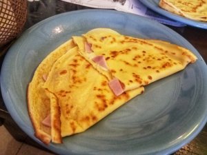 ham and cream cheese crepe