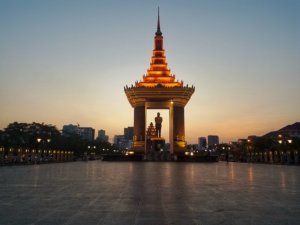 Norodom Sihanouk Memorial at sunset in Phnom Penh