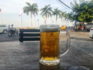 Beer along the Mekong River in Phnom Penh Cambodia