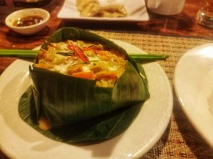 banana leaf curry bowl in Cambodia