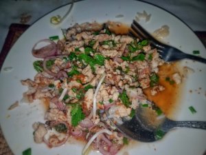 eating Laos backpackers laab