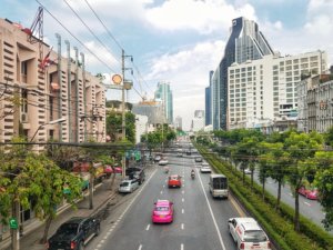 busy four lane Bangkok street