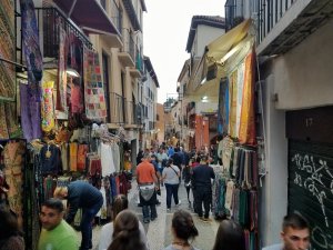 Busy holiday street Andalusia Spain