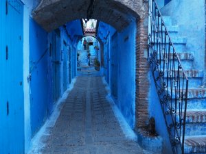 Chefchaouen blue city street Morocco