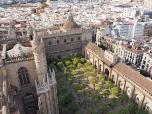 courtyard from tower Seville Cathedral Spain