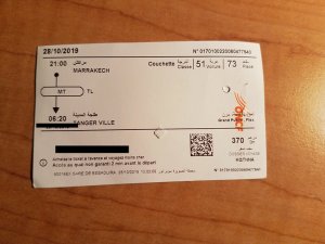 Marrakech Tangier Morocco night train ticket