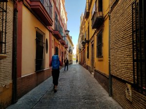 Solo travel backpacker Triana Seville Spain
