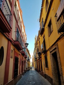 colorful empty streets of Seville Spain solo travel