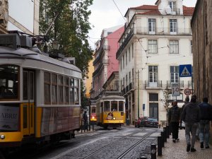 Lisbon Portugal Yellow Trams