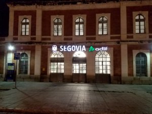 Segovia old train station at night
