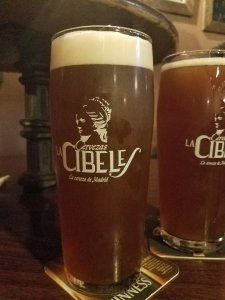 half liter of Cibeles La Virgen craft beer in Madrid, Spain