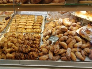 Madrid pastry shop case filled with sweats