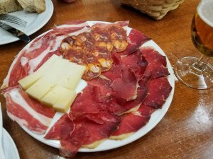 jamon, chorizo and cheese plate in Salamanca, Madrid