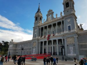 Almudena Cathedral from Almeria Plaza in Madrid Spain