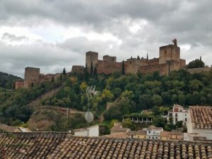 Hilltop view of Alhambra in Granada Spain