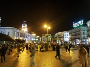 Crowds in Puerta Del Sol at night