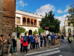 Tourist crowds in Seville Spain