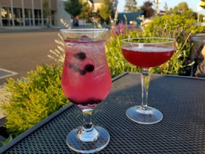 Colorful and strong cocktails at the Geser Grand Hotel patio in Downtown Baker City