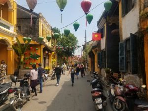 Tourists in Hoi An Vietnam colonial old town