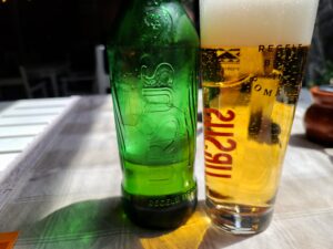 A glass of Ursus, the most popular beer of Romania
