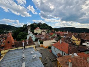Old Town Sighisoara Church on the Hill from Clock Tower viewpoint