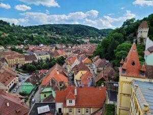 Sighisoara Lower Town view from Clock Tower