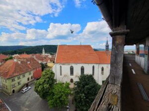 Sighisoara Old Town and Monastery Church from Clock Tower