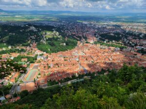 View of Old Town Brasov Romania from Tampa Mountain