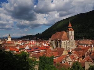 Old Town Brasov and Biserica Neagra from Black Tower viewpoint