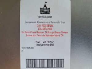 Ticket to visit Bran Castle