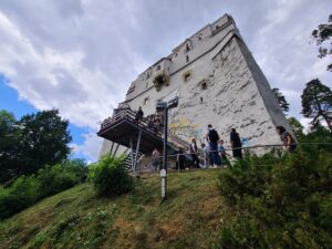 Old Tower in Transylvania on a hill with grafitti