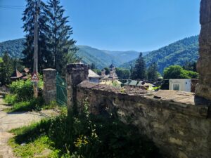 Carpathian Mountains and Monastery in Sinaia Romania