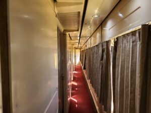 sleeping car corridor on the night train in Egypt