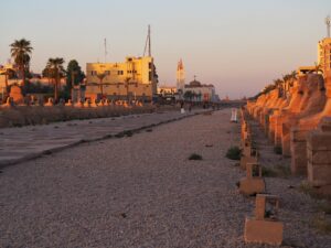 Avenue of Sphinxes in Luxor at Sunset