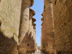 Great Hypostyle Hall of giant columns at Karnak Temple Complex in Luxor Egypt